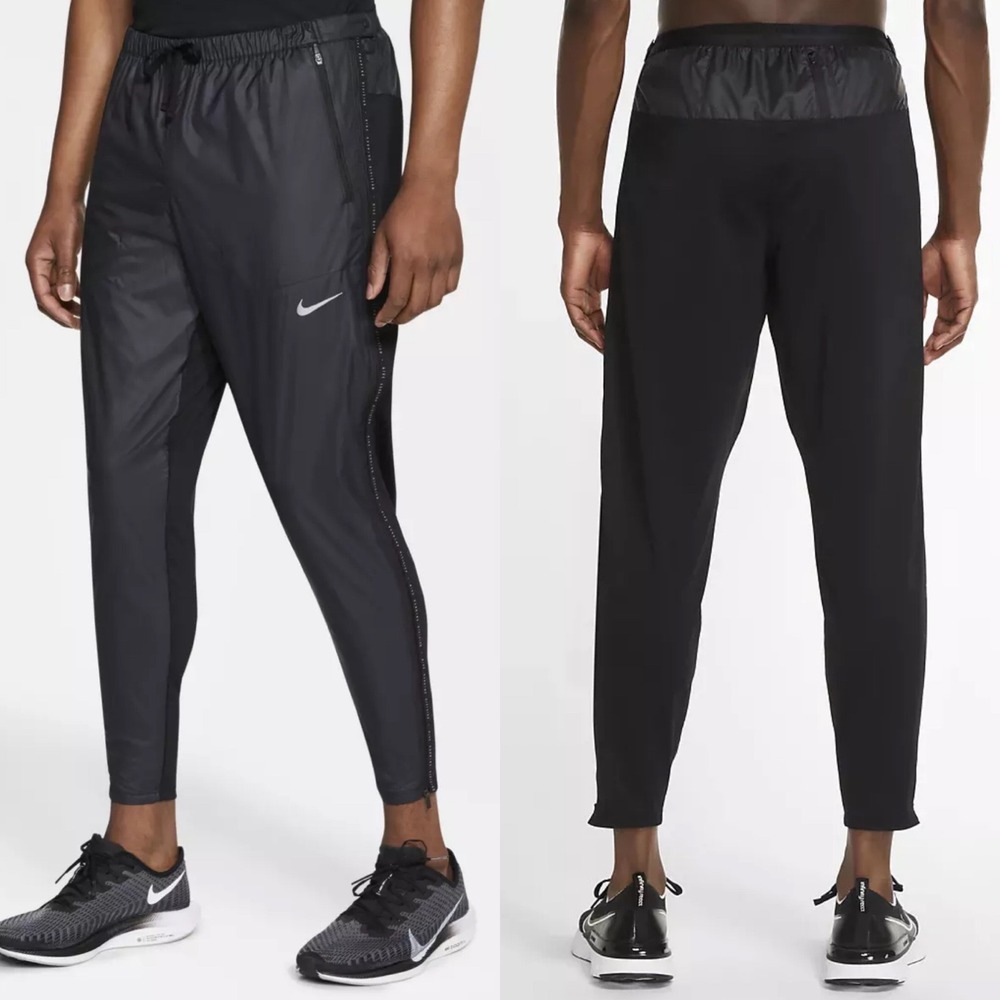 Nike Phenom Elite Shield Running Rain Pants Black Mens Sz Medium Water Resistant